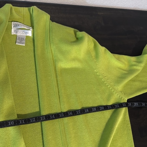 Side Effects Lime Green Open Front Cardigan With Pockets Size Large - Picture 5 of 6